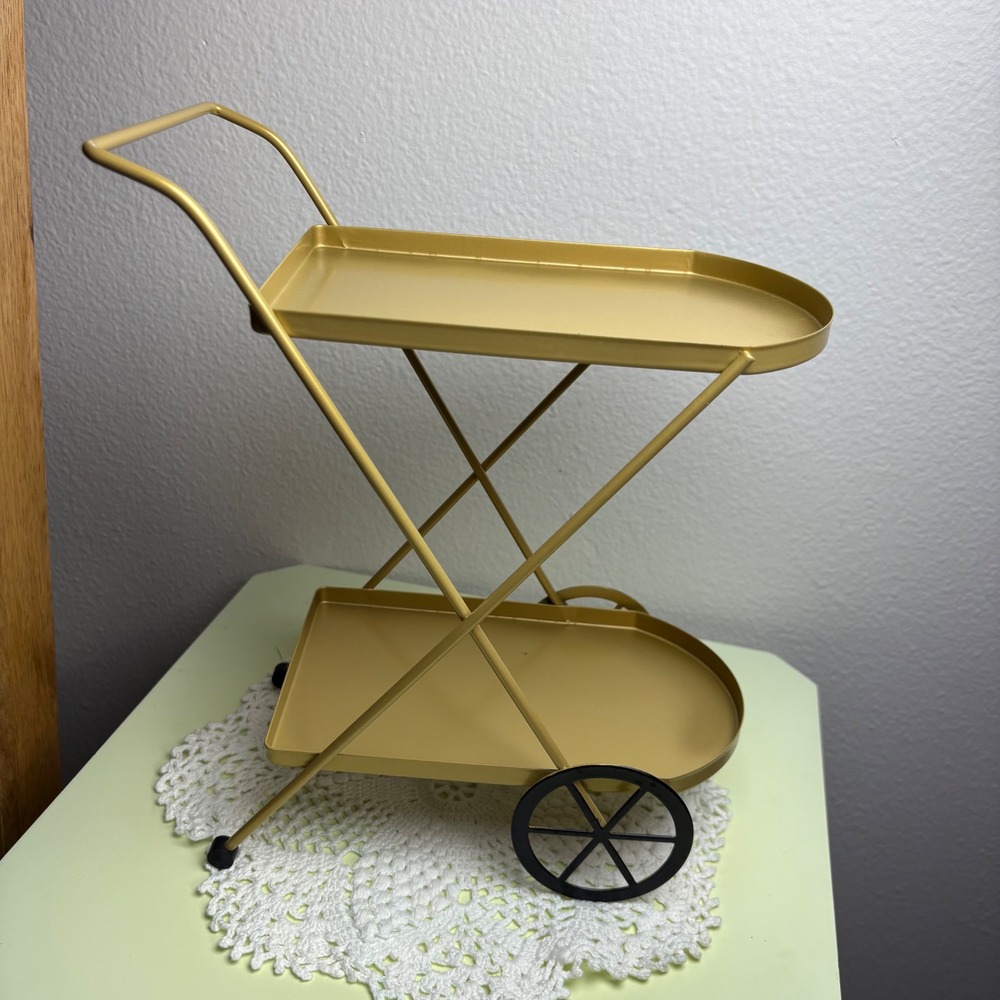 Hyde EEK Boutique Gold Bar Cart Tier Tray Halloween Decor Metal